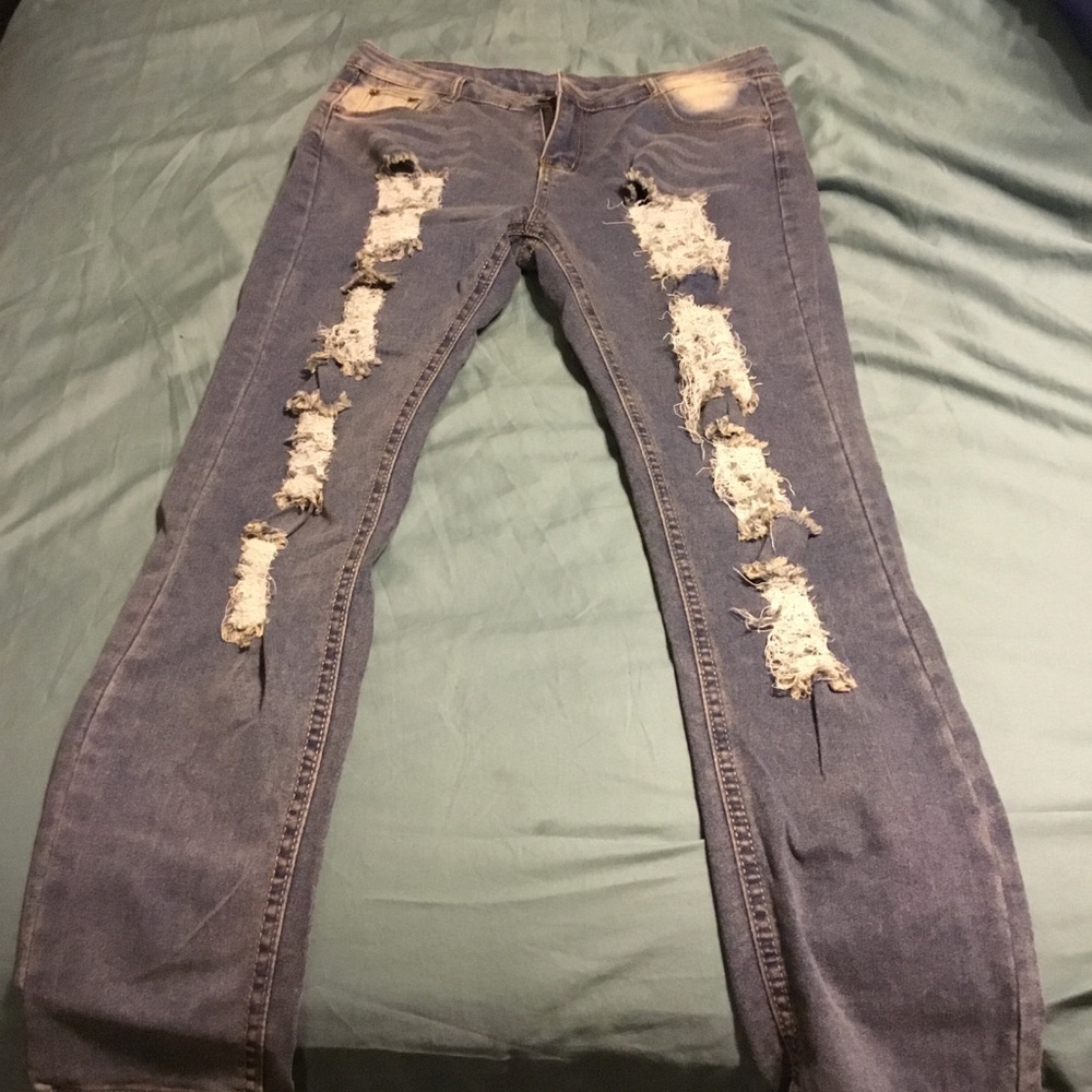 Destressed jeans